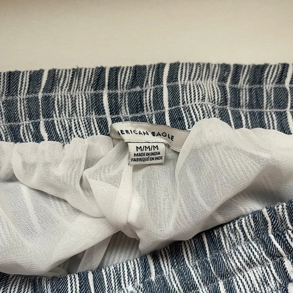 American Eagle Blue & White Striped High Rise Casual Crop Pants Medium Women’s - Picture 10 of 12